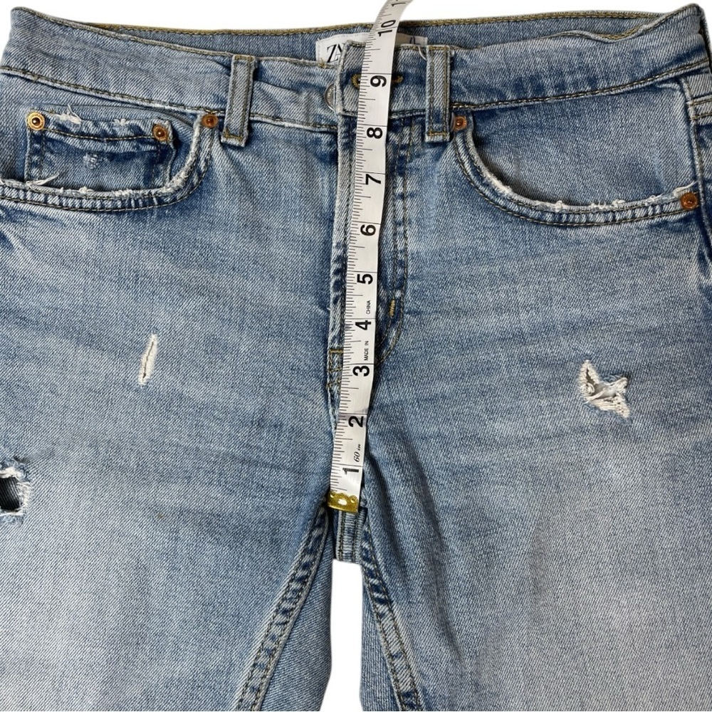 zara the slim boyfriend jeans distressed jeans and chew raw hem size 2 - Picture 6 of 10